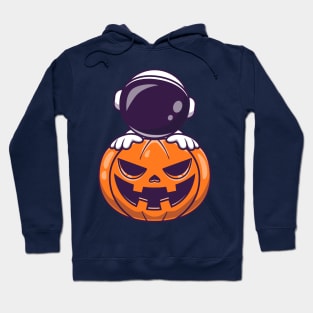 Astronaut With Pumpkin Halloween Cartoon Hoodie